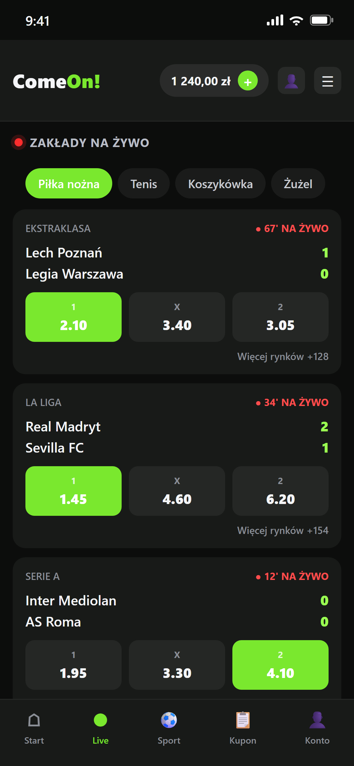 Aplikacja mobilna ComeOn – zakłady na żywo i transmisja NBA