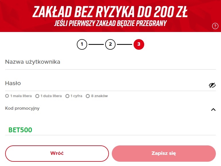 Zakład bez ryzyka w Betclic 200 zł z kodem BET500 od Bukmacherzy.com