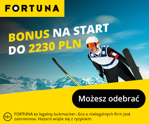 Skoki narciarskie w Fortuna - bonus 2230 zł + 30 zł extra