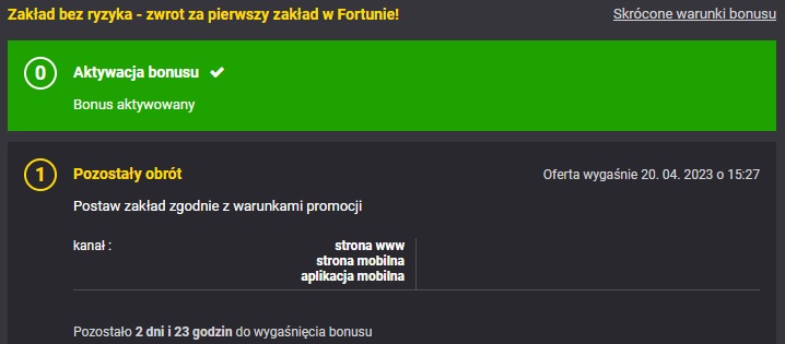 Zakład bez ryzyka - 100 zł po rejestracji w Fortuna z KODEM MAXOFERTA