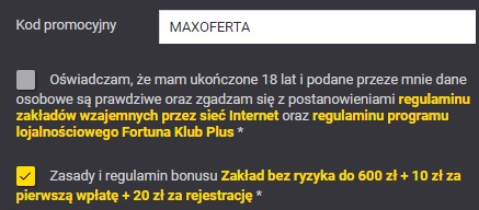 Kod MAXOFERTA w Fortuna - polski bukmacher - rekomendacja Bukmacherzy.com