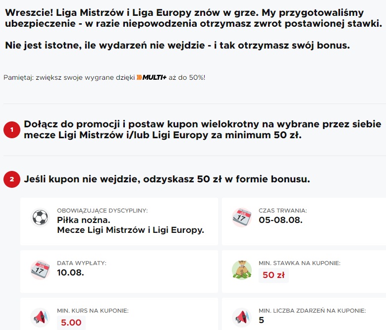 Zakład bez ryzyka w Betclic do 8 sierpnia 2020